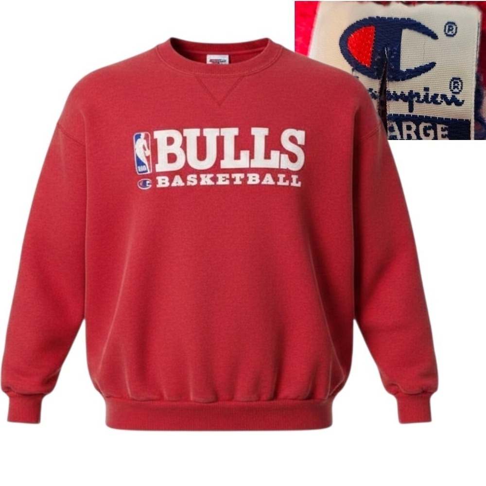VTG Rare 90s NBA Chicago Bulls Champion Basketball Red Sweatshirt XXL 2XL